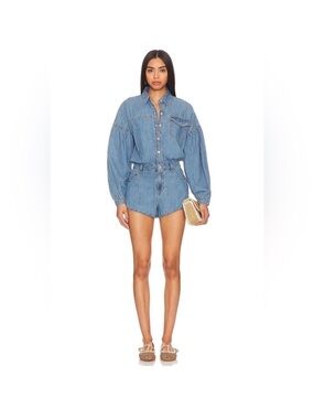 Free People light weight denim Romper